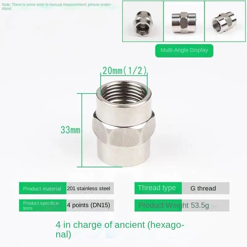 Stainless Steel Pipe Fittings Tee Elbow Reducer DN20 DN15 Pipe Fittings Richie's Internal teeth 53.5g 1/2"
