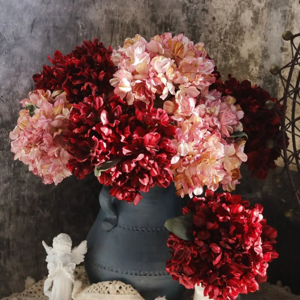 Silk Burnt Edge Hydrangea Artificial Flowers – 10 Colors Artificial Flowers Richie's