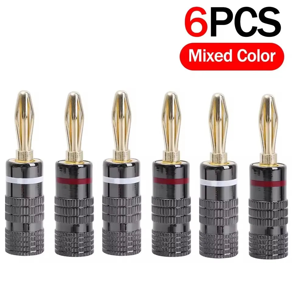 Gold-Plated 4mm Banana Plugs Solder-Free Screw Lock | FUCHU Audio Banana Plug Richie's 6PCS