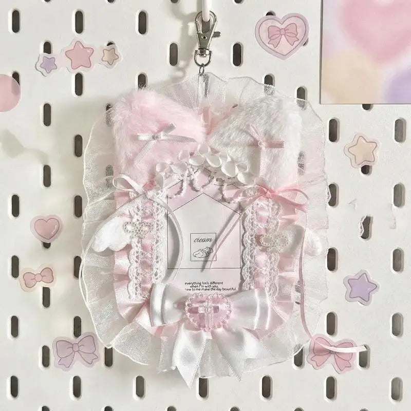 Sweet Plush Lace Photocard Holder with Bowknot Pendant Photocard Holder Richie's