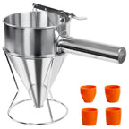 40oz Stainless Steel Pancake Batter Dispenser – Stand & 4 Nozzles Batter Dispenser Richie's SILVER