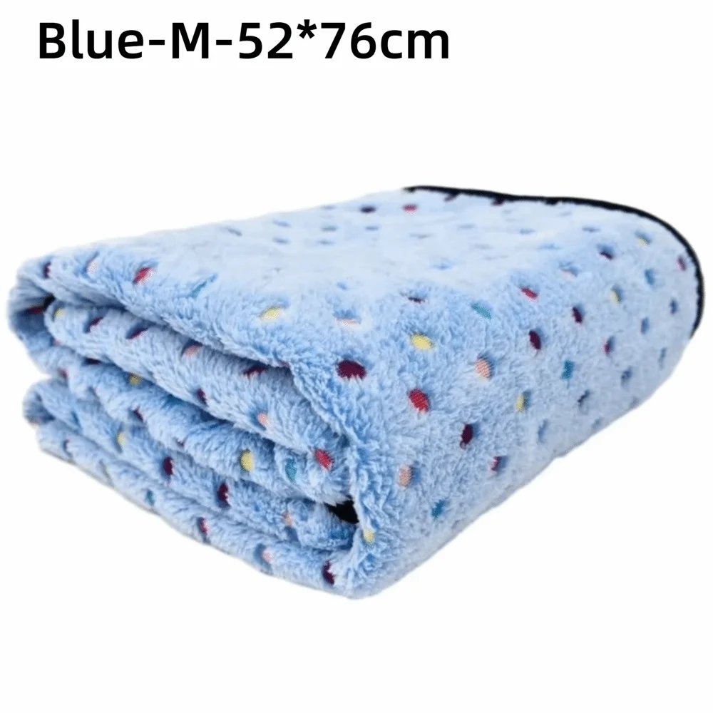 Ultra-Soft Coral Fleece Pet Blanket for Cats & Dogs | 3 Sizes Pet Bed Blanket Richie's Blue-M