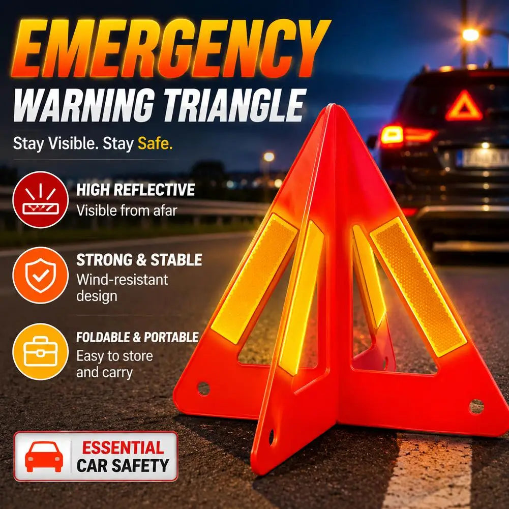 Foldable Reflective Emergency Warning Triangle – Red Safety Sign Road Safety Triangle Richie's