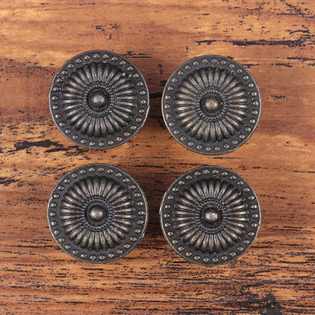 4Pcs Vintage Bronze Cabinet Knobs Retro Floral Drawer Pulls Cabinet Knobs Richie's
