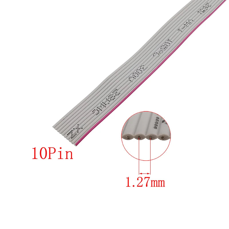 1.27mm Pitch Grey Flat Ribbon Cable 28AWG 6–60 Pin IDC 1M Flat Ribbon Cable Richie's