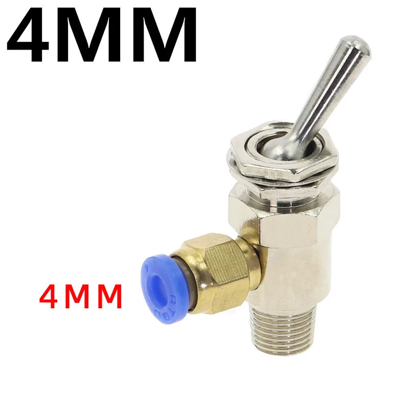 TAC2-2V Pneumatic Toggle Valve 2-Way M5 1/8" Thread + Fittings Pneumatic Toggle Valve Richie's TAC2-2V -PC4MM