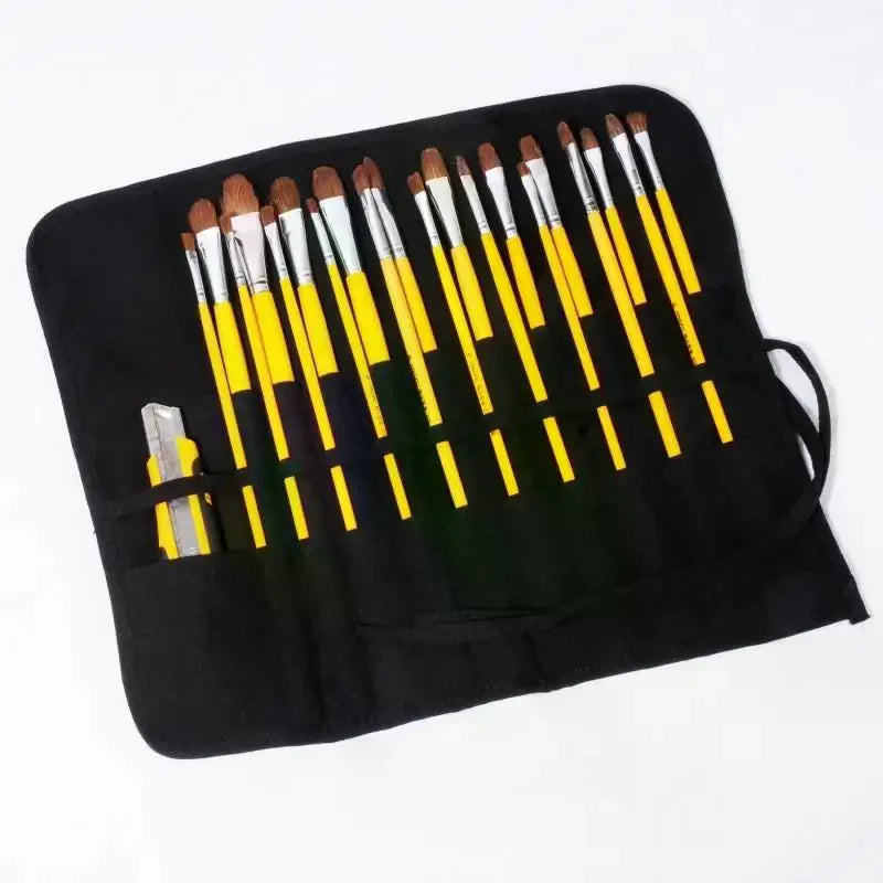 Canvas Roll-Up Brush Bag 22 Slots – Painting & Calligraphy Art Supply Organizer Richie's