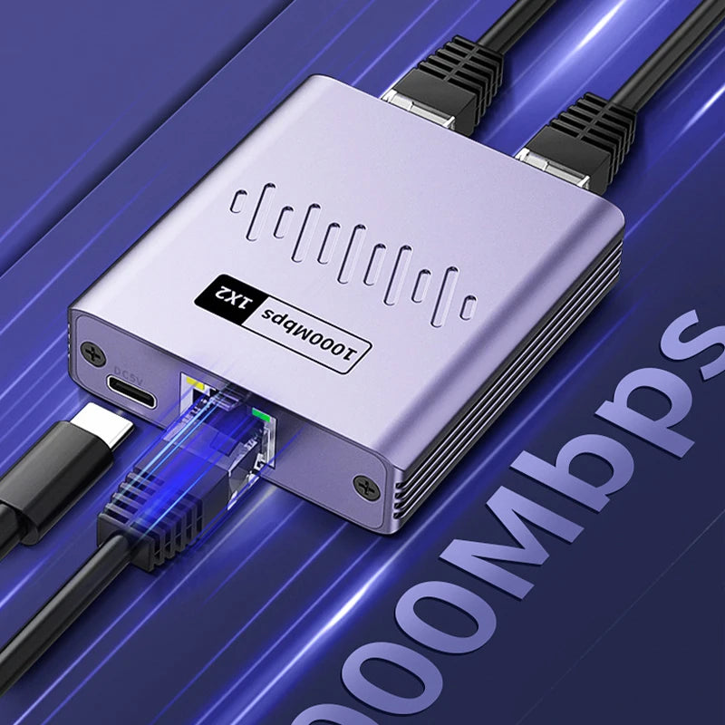 Gigabit 1x2 RJ45 Network Splitter 1000Mbps LAN Adapter Network Splitter Richie's