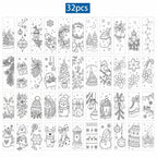 32 Pcs DIY Christmas Coloring Bookmarks with Ribbon DIY Craft Bookmarks Richie's 32 Pcs Random B
