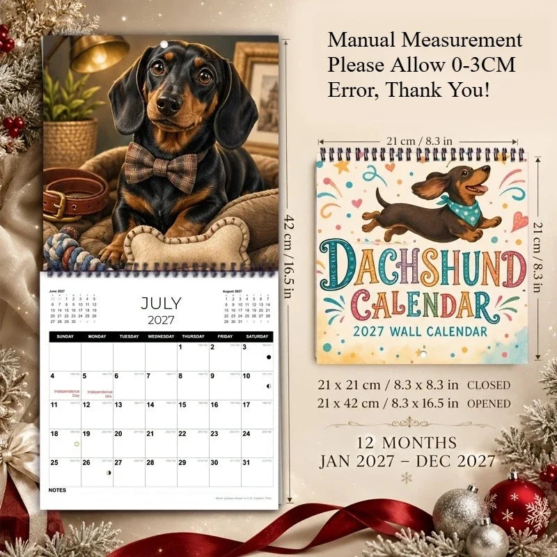 2027 Sausage Dog Square Wall Calendar – 12 Month Planner Wall Calendar Richie's