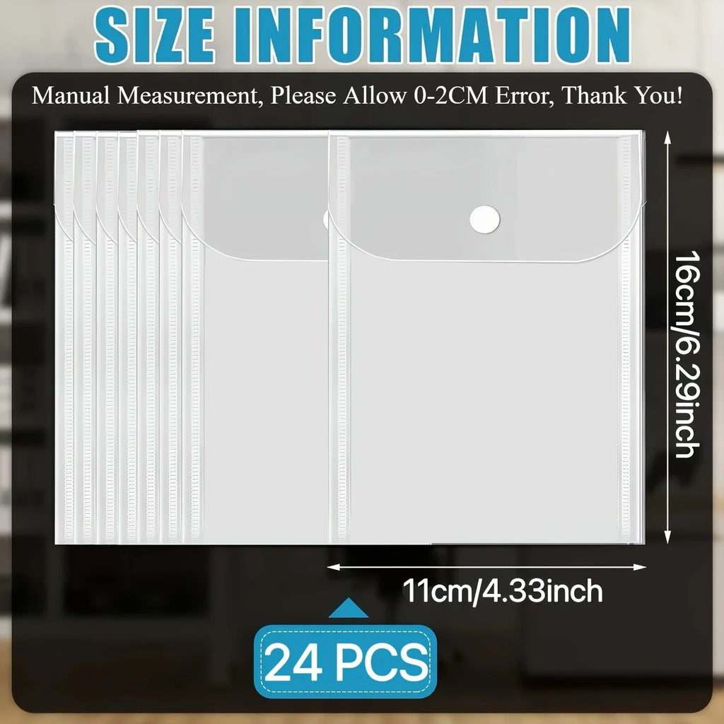 24-Pack Plastic Snap Closure Envelopes – Organizer Pouches Storage Pouches Richie's 24 Pcs