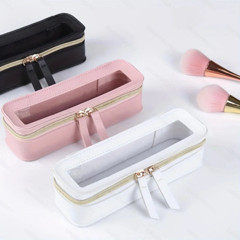 PU Leather Transparent Makeup Brush Bag | Cosmetic Storage Cosmetic Brush Bag Richie's