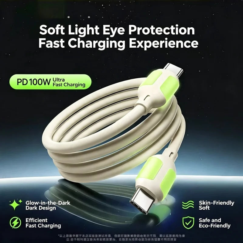 100W USB-C to USB-C Fast Charging Cable with LED Glow | FUCHU USB-C Charging Cable Richie's