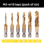 HSS Titanium Tap Drill Bit All-in-One Machining Tool Set 1–6pc Tap Drill Bit Set Richie's M3-M10