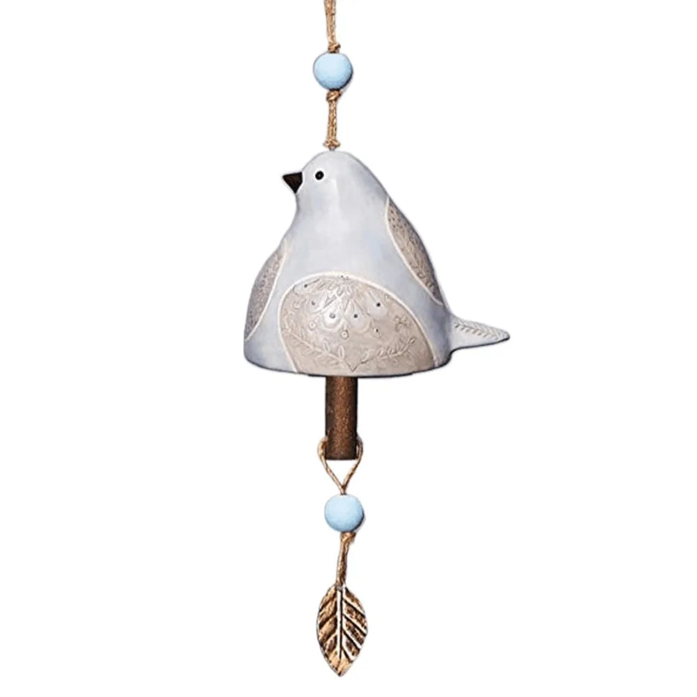 Resin Bird Wind Chime Hand Painted Outdoor Hanging Ornament Wind Chime Richie's White