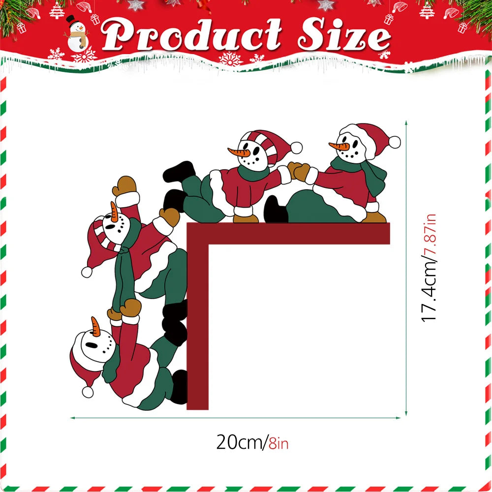 Christmas Snowman Wooden Door Corner Wall Stickers Christmas Wall Stickers Richie's