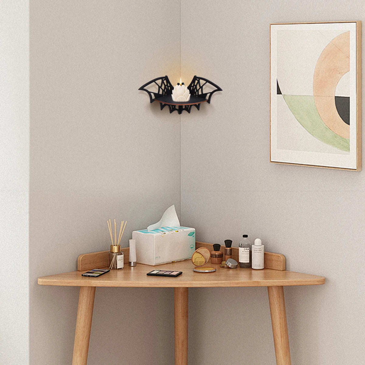 Wooden Spider Web Corner Shelf – Wall Mounted Floating Rack Floating Corner Shelf Richie's Default Title