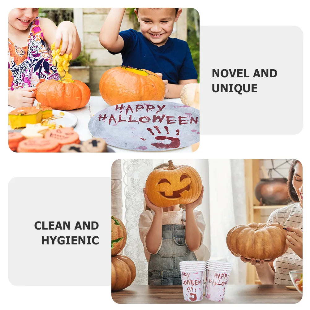 Halloween Disposable Dinnerware Set – Paper Plates, Cups & Napkins Disposable Party Tableware Richie's