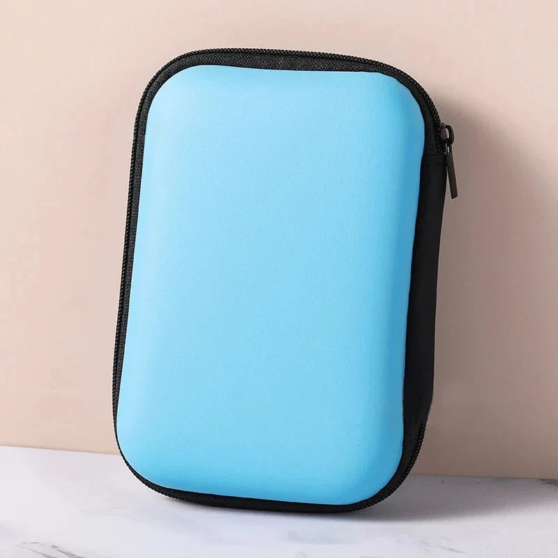 Portable EVA Travel Cable & Earphone Organizer Zipper Case Travel Cable Organizer Richie's Sky Blue