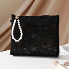 Lace Cosmetic Pouch Pearl Chain Makeup Travel Bag Organizer Cosmetic Travel Pouch Richie's