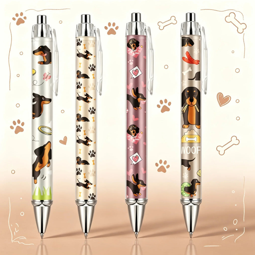 4-Pack Dachshund Ballpoint Pens – Cute Black Ink Novelty Pens Novelty Ballpoint Pens Richie's Dog 4 Pcs