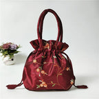 Women Embroidery Flower Cosmetic Bag – Ethnic Mini Purse & Pouch Cosmetic Pouch Richie's wine red 2
