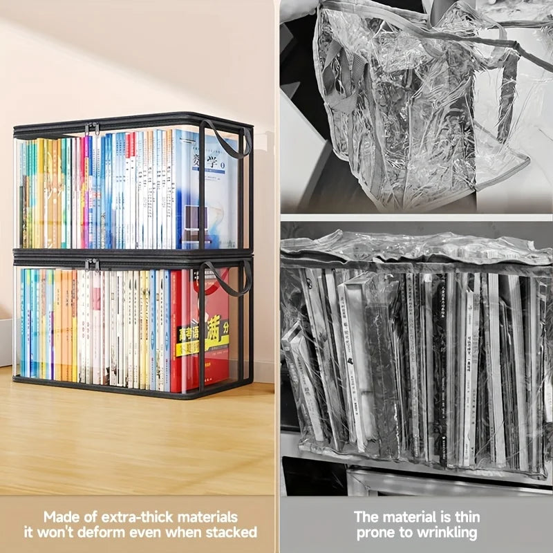 Clear PVC Stackable Storage Box with Flip-Top Lid & Window Storage Organizer Box Richie's