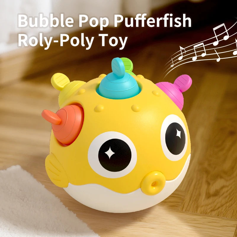 Baby Pufferfish Rattle Tumbler Toy | Teether & Bells 0–12M Baby Rattle Toy Richie's