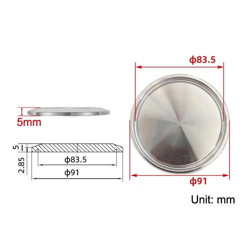 304 Stainless Steel Sanitary Clamp End Cap Fitting 25.4–155mm Sanitary Pipe Fitting Richie's A7