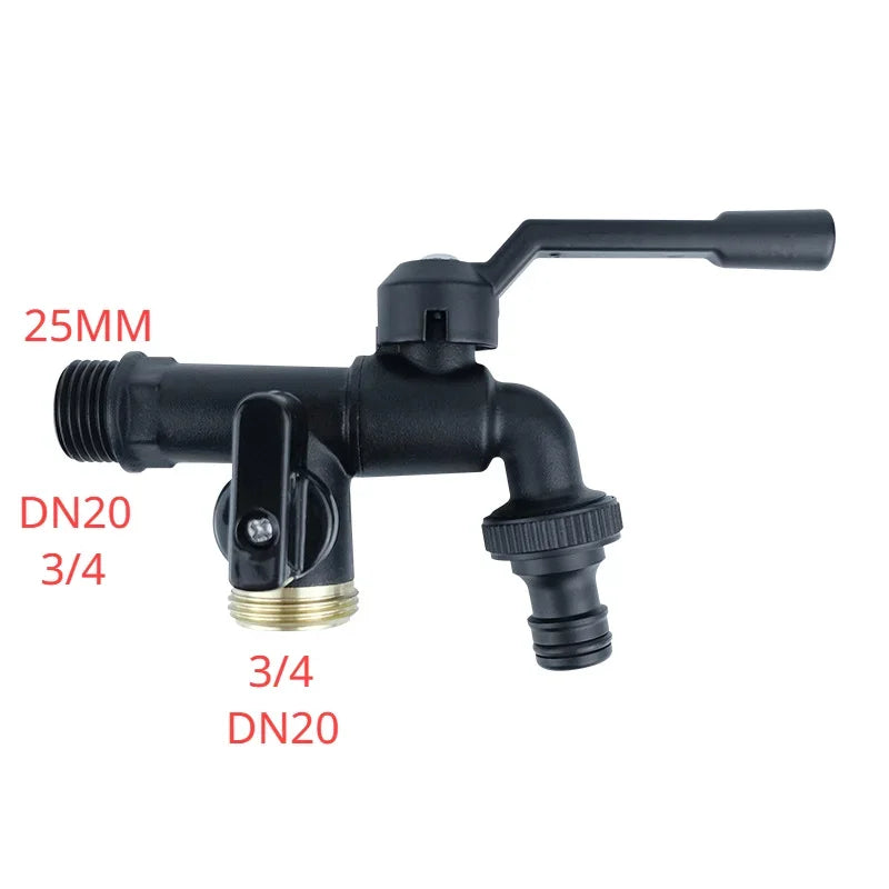 Black Brass Anti-Freeze Outdoor Faucet Dual Outlet 3/4 Inch Outdoor Garden Faucet Richie's DN20 Double outlet