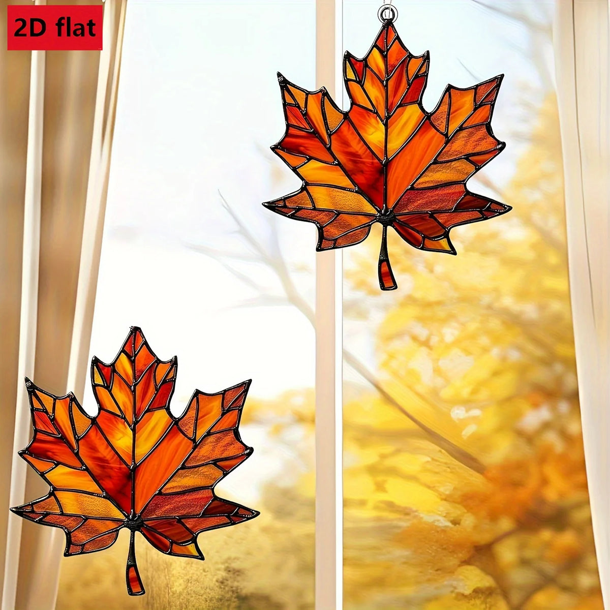 2pcs Acrylic Maple Leaf Light Catcher – Fall & Thanksgiving Decor Seasonal Window Ornament Richie's