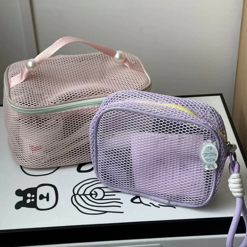 Mesh Cosmetic Bag Transparent Travel Makeup Organizer Pouch Cosmetic Organizer Bag Richie's