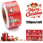 120 Pcs Christmas Doodle Sticker Roll – Festive Strip Labels Christmas Sticker Roll Richie's D 1 Roll 120 Pcs