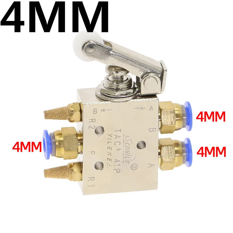 TAC2-41P 1/8" Pneumatic Lever Valve 5-Way 2-Position Spring Return Pneumatic Lever Valve Richie's TAC2-41P-34T-PC4MM