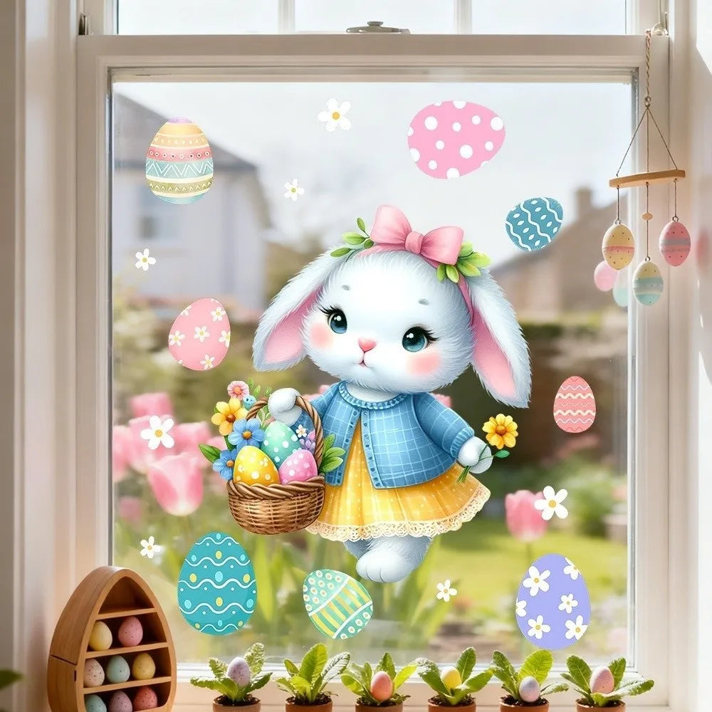 Easter Rabbit Flower Wall Stickers – Removable PVC Decals Wall Stickers Richie's