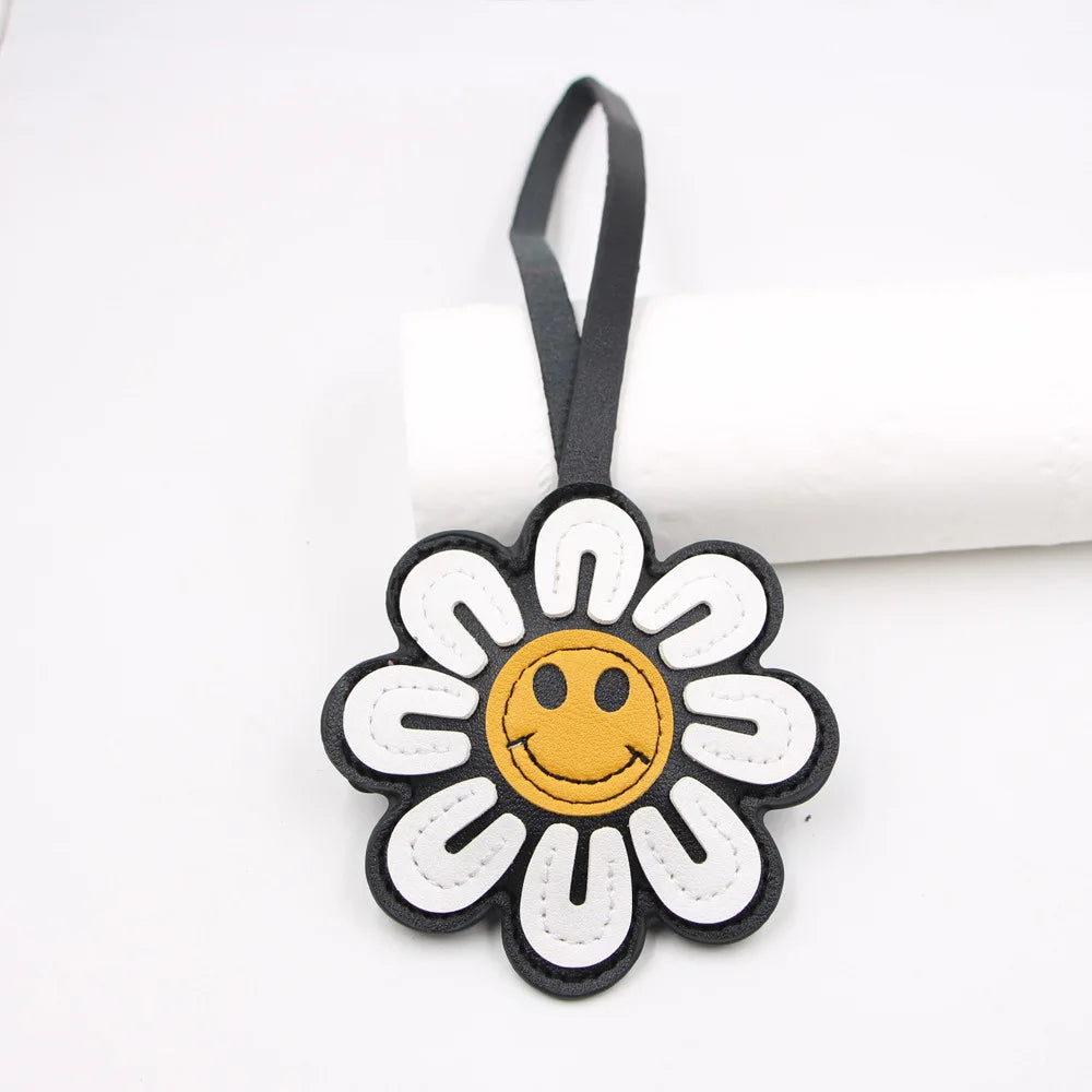 Sunflower Faux Leather Keychain – Bag Charm & Car Accessory Keychain Bag Charm Richie's white 1pc