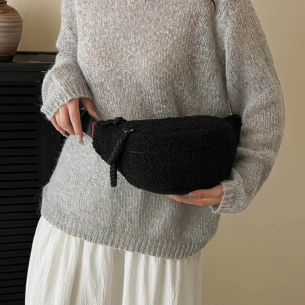 Women's Plush Faux Fur Crossbody Bag – Trendy Winter Shoulder Bag Crossbody Shoulder Bag Richie's