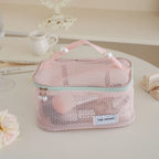 Mesh Cosmetic Bag Transparent Travel Makeup Organizer Pouch Cosmetic Organizer Bag Richie's L-pink