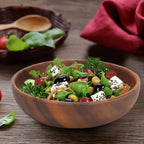 Minimalist Wooden Salad Bowl | Japanese Style Flat Bottom Wooden Serving Bowl Richie's