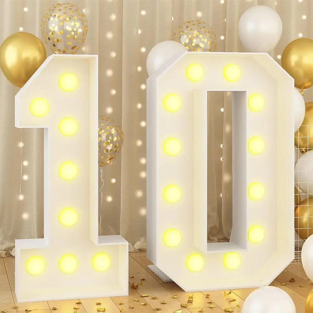 0–9 LED Light-Up Number Balloons 70cm Giant Marquee Party Décor LED Party Balloon Richie's