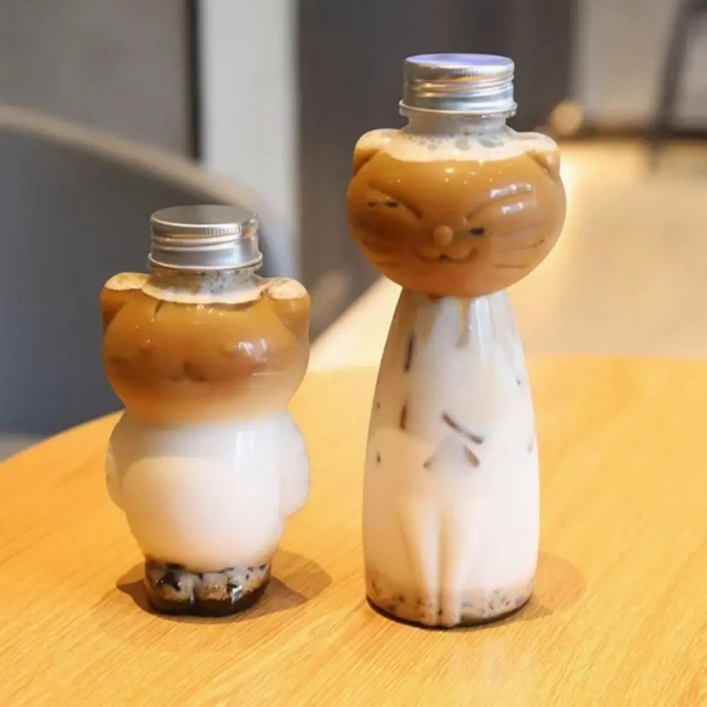 Cute Cat Shaped Transparent Water Bottle 350ml & 500ml Novelty Water Bottle Richie's