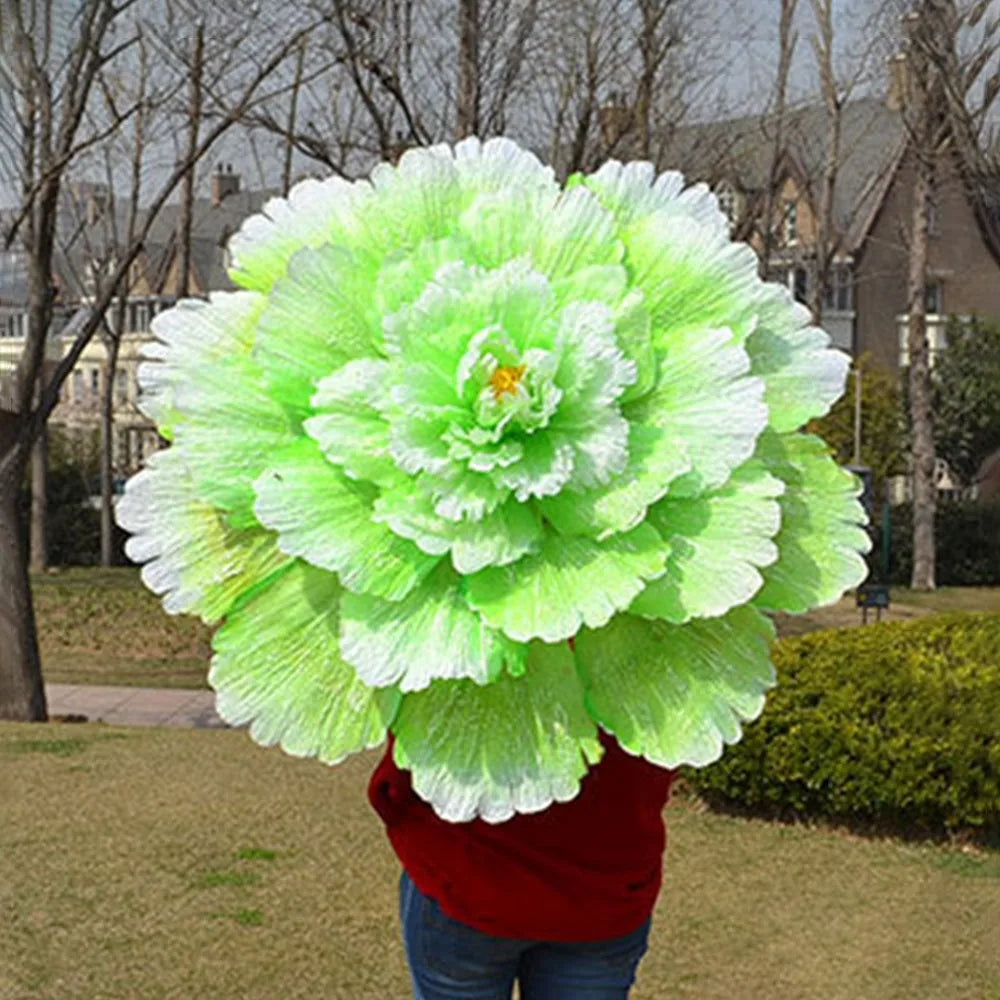 70cm Bamboo Peony Dance Umbrella – Handmade Stage Art Prop Dance Prop Umbrella Richie's Green