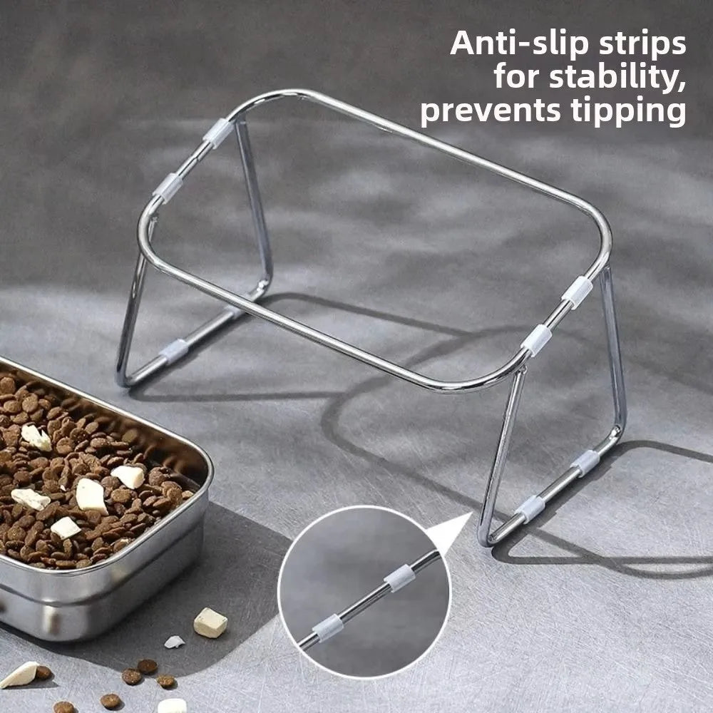 Stainless Steel Double Pet Bowl – Non-Slip Elevated Cat Dog Feeder Pet Feeding Bowl Richie's