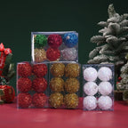 6-Pack 6cm Shiny Christmas Ball Ornaments – Red & Gold Glitter Christmas Tree Ornaments Richie's