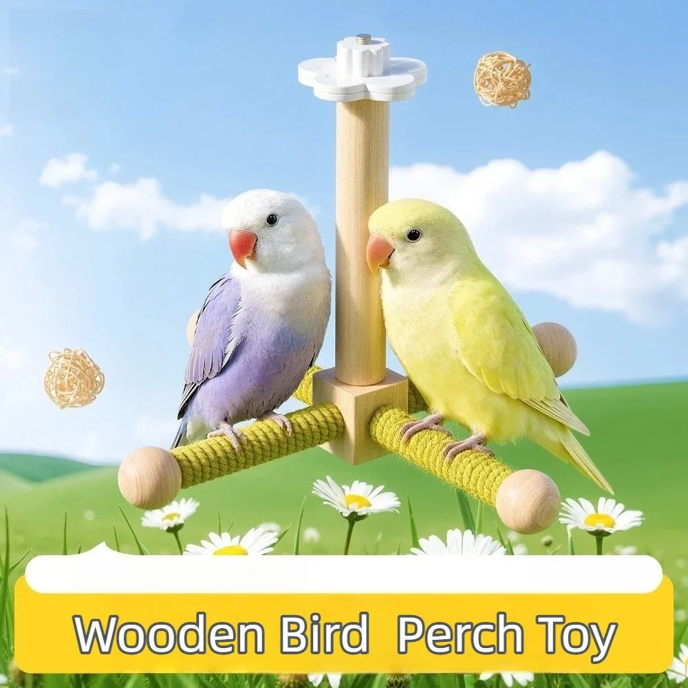 Wooden Bird Windmill Rotating Perch – Parrot Cage Toy Bird Cage Toy Richie's