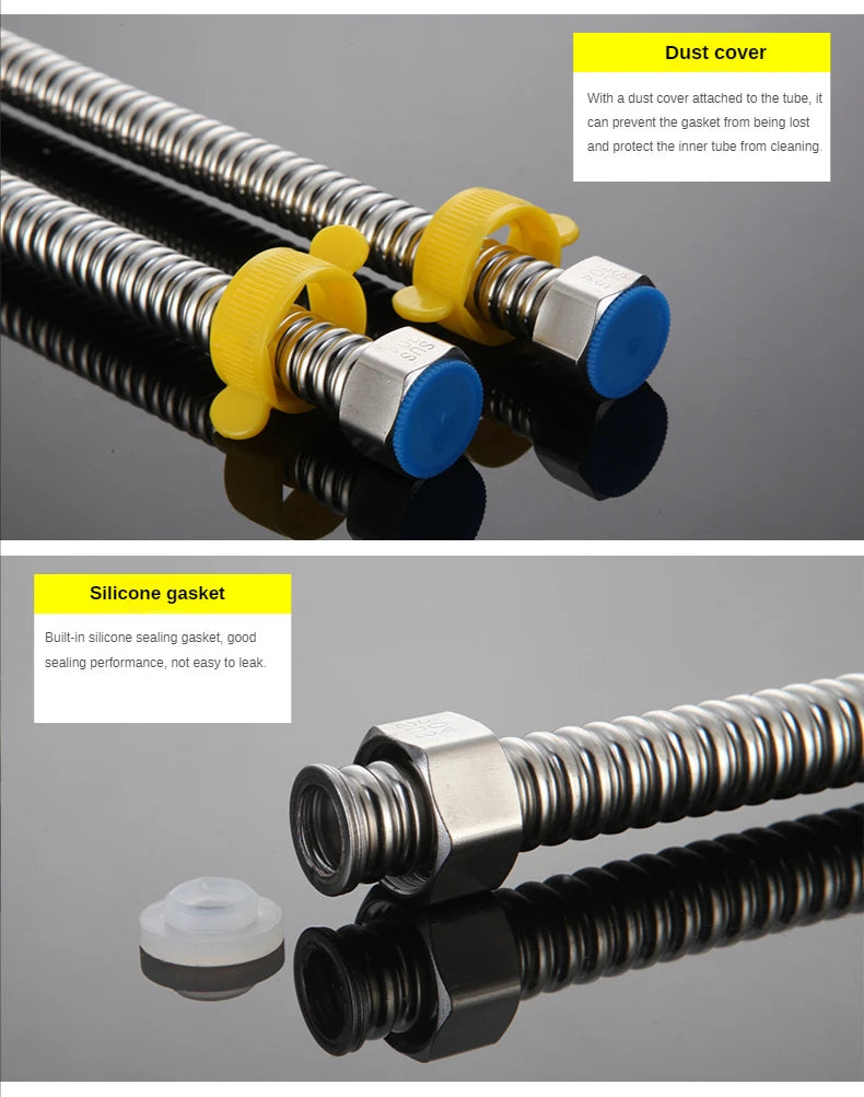 304 Stainless Steel Corrugated Braided Plumbing Hose 1/2" Water Pipe Corrugated Plumbing Hose Richie's
