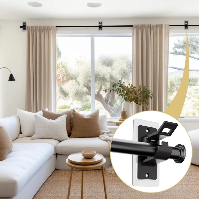 No-Drill Self-Adhesive Curtain Rod Brackets – 2/4pc Set Curtain Rod Brackets Richie's