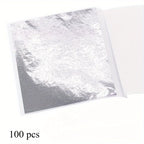 100pcs Gold Leaf Foil Paper for Scrapbooking & Home Decor Foil Craft Paper Richie's silvery 100pcs