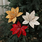 25CM Glitter Artificial Poinsettia Flower – Christmas Décor Artificial Christmas Flower Richie's