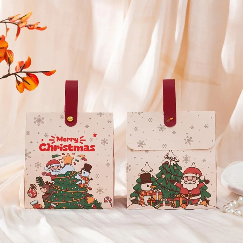5-Pack Christmas Gift Boxes with Leather Handles – Kraft Paper Christmas Gift Box Richie's B 11.3x10.5x6.5cm